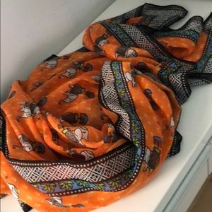 PRINTED VILLAGE URBAN CHIC ELEPHANT BORDERED SCARF